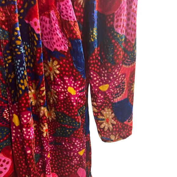 Farm Rio Snake Garden Red Velvet Floral Print V-Neck Long Sleeve Jumpsuit Sz XS - Picture 11 of 16